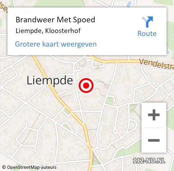 Locatie op kaart van de 112 melding: Brandweer Met Spoed Naar Liempde, Kloosterhof op 6 september 2023 17:40