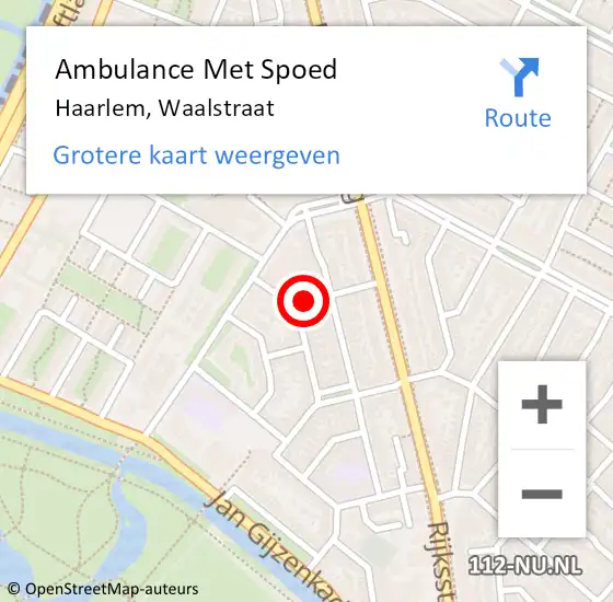 Locatie op kaart van de 112 melding: Ambulance Met Spoed Naar Haarlem, Waalstraat op 6 september 2023 17:44