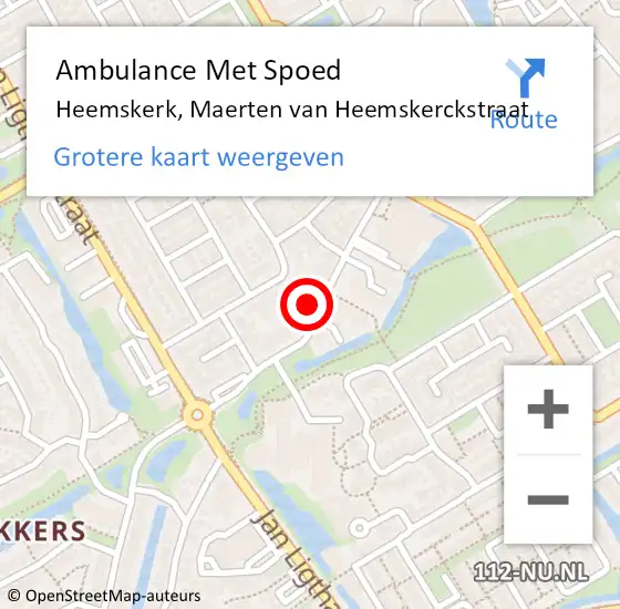 Locatie op kaart van de 112 melding: Ambulance Met Spoed Naar Heemskerk, Maerten van Heemskerckstraat op 6 september 2023 18:01