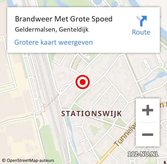 Locatie op kaart van de 112 melding: Brandweer Met Grote Spoed Naar Geldermalsen, Genteldijk op 6 september 2023 18:24