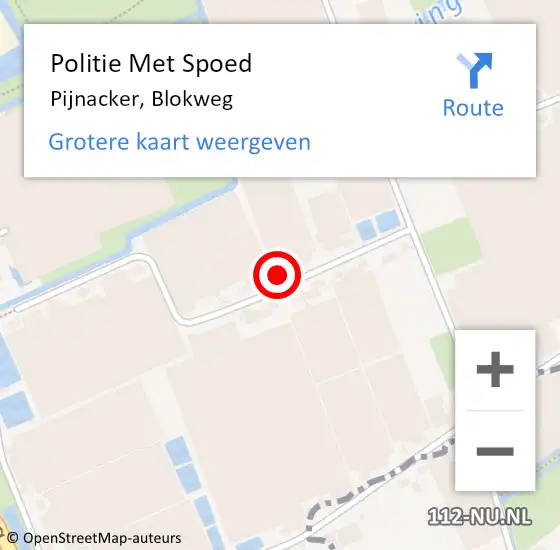 Locatie op kaart van de 112 melding: Politie Met Spoed Naar Pijnacker, Blokweg op 6 september 2023 18:39