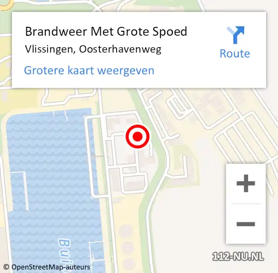 Locatie op kaart van de 112 melding: Brandweer Met Grote Spoed Naar Vlissingen, Oosterhavenweg op 6 september 2023 18:57