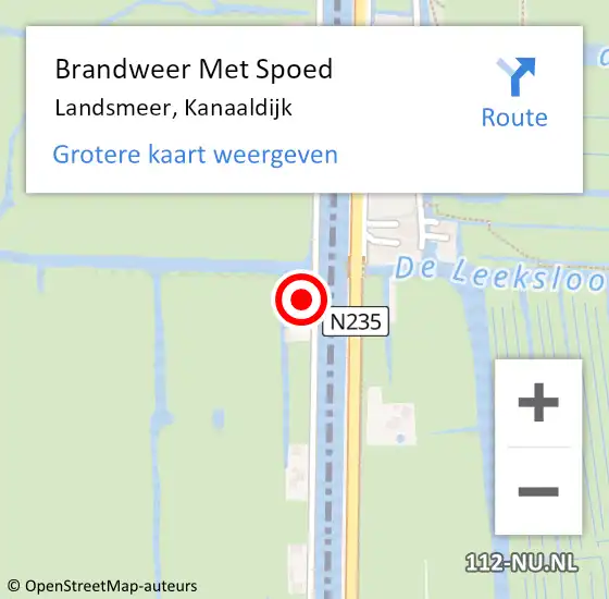 Locatie op kaart van de 112 melding: Brandweer Met Spoed Naar Landsmeer, Kanaaldijk op 6 september 2023 19:07