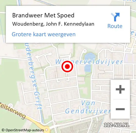 Locatie op kaart van de 112 melding: Brandweer Met Spoed Naar Woudenberg, John F. Kennedylaan op 6 september 2023 19:16