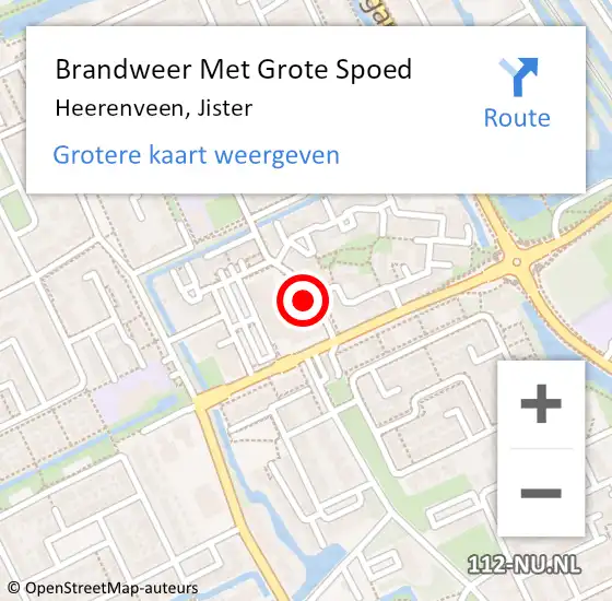 Locatie op kaart van de 112 melding: Brandweer Met Grote Spoed Naar Heerenveen, Jister op 6 september 2023 19:46