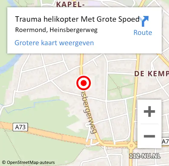 Locatie op kaart van de 112 melding: Trauma helikopter Met Grote Spoed Naar Roermond, Heinsbergerweg op 6 september 2023 20:02
