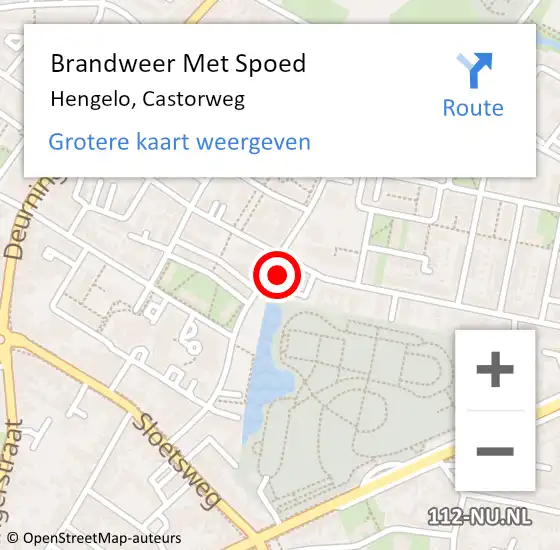 Locatie op kaart van de 112 melding: Brandweer Met Spoed Naar Hengelo, Castorweg op 6 september 2023 20:06