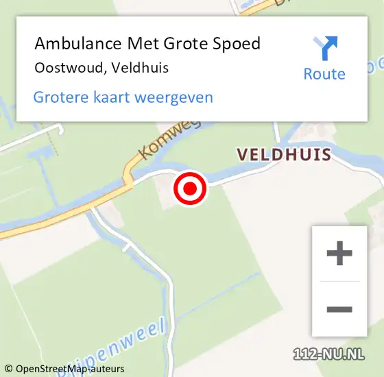 Locatie op kaart van de 112 melding: Ambulance Met Grote Spoed Naar Oostwoud, Veldhuis op 6 september 2023 20:28