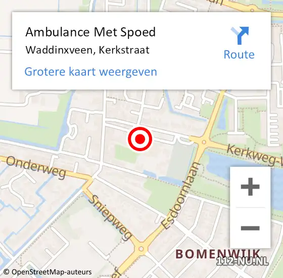 Locatie op kaart van de 112 melding: Ambulance Met Spoed Naar Waddinxveen, Kerkstraat op 6 september 2023 20:31