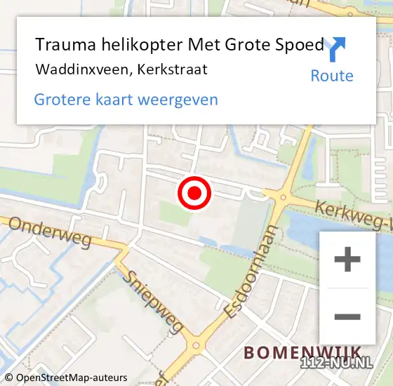 Locatie op kaart van de 112 melding: Trauma helikopter Met Grote Spoed Naar Waddinxveen, Kerkstraat op 6 september 2023 20:34