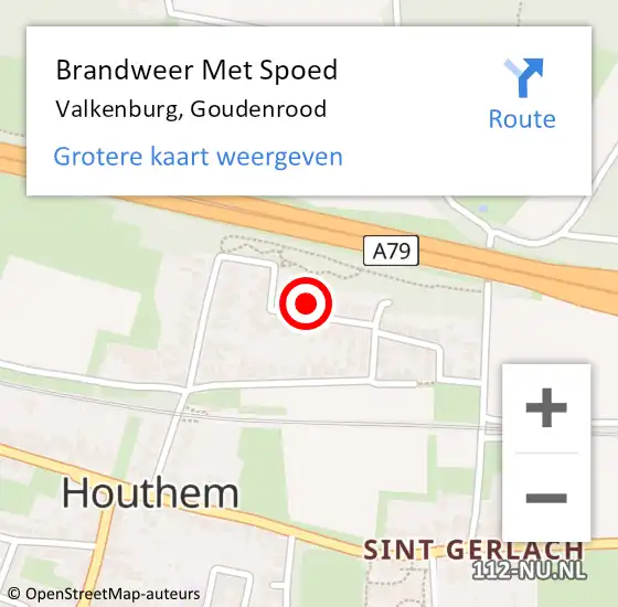 Locatie op kaart van de 112 melding: Brandweer Met Spoed Naar Valkenburg, Goudenrood op 6 september 2023 20:48