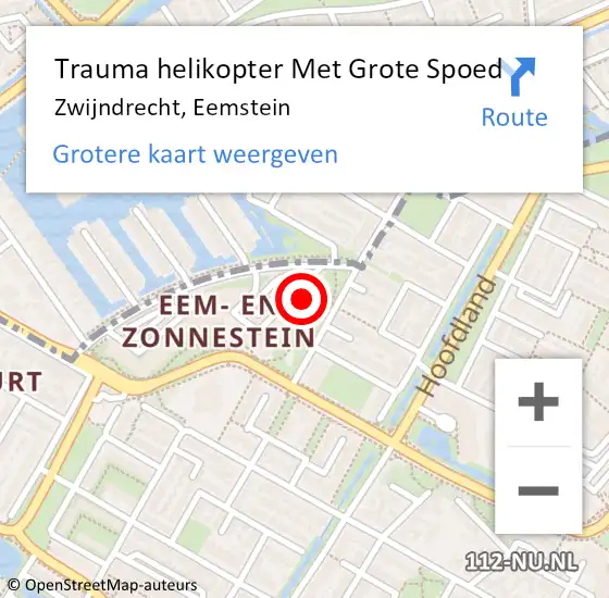 Locatie op kaart van de 112 melding: Trauma helikopter Met Grote Spoed Naar Zwijndrecht, Eemstein op 6 september 2023 21:07