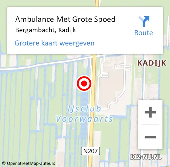 Locatie op kaart van de 112 melding: Ambulance Met Grote Spoed Naar Bergambacht, Kadijk op 6 september 2023 21:15