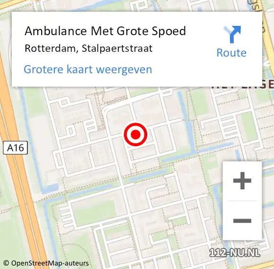 Locatie op kaart van de 112 melding: Ambulance Met Grote Spoed Naar Rotterdam, Stalpaertstraat op 6 september 2023 21:18