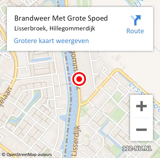 Locatie op kaart van de 112 melding: Brandweer Met Grote Spoed Naar Lisserbroek, Hillegommerdijk op 6 september 2023 21:21