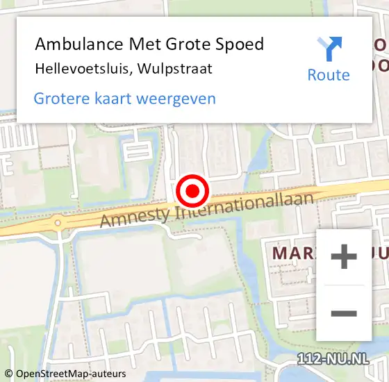 Locatie op kaart van de 112 melding: Ambulance Met Grote Spoed Naar Hellevoetsluis, Wulpstraat op 6 september 2023 21:31