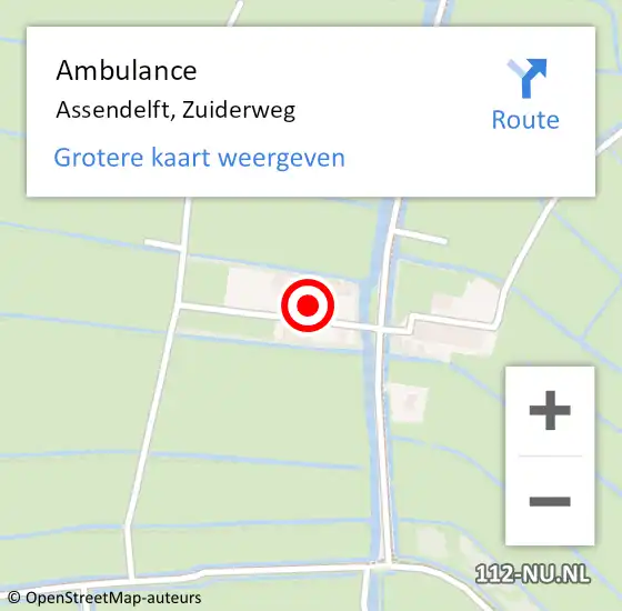 Locatie op kaart van de 112 melding: Ambulance Assendelft, Zuiderweg op 6 september 2023 21:50