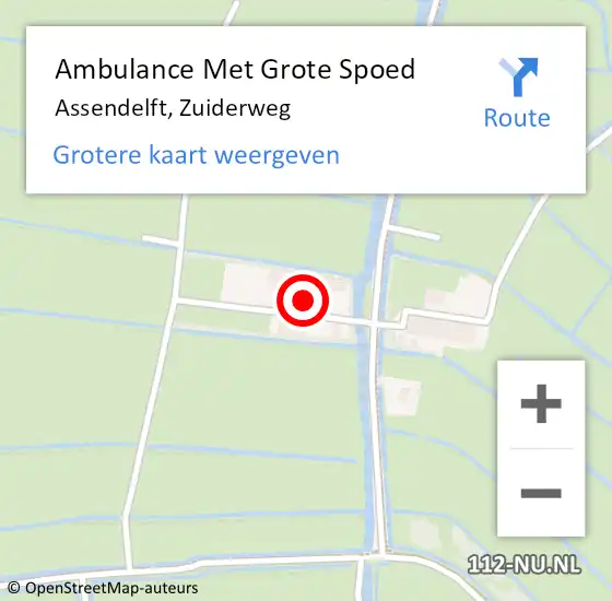 Locatie op kaart van de 112 melding: Ambulance Met Grote Spoed Naar Assendelft, Zuiderweg op 6 september 2023 21:51