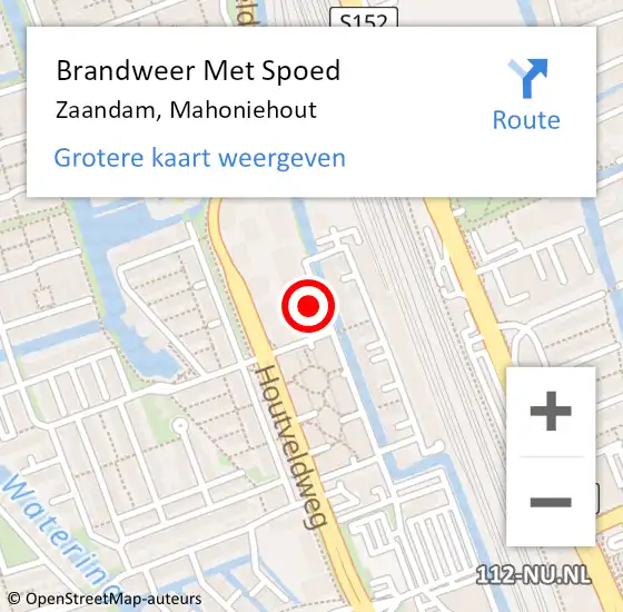 Locatie op kaart van de 112 melding: Brandweer Met Spoed Naar Zaandam, Mahoniehout op 6 september 2023 22:20