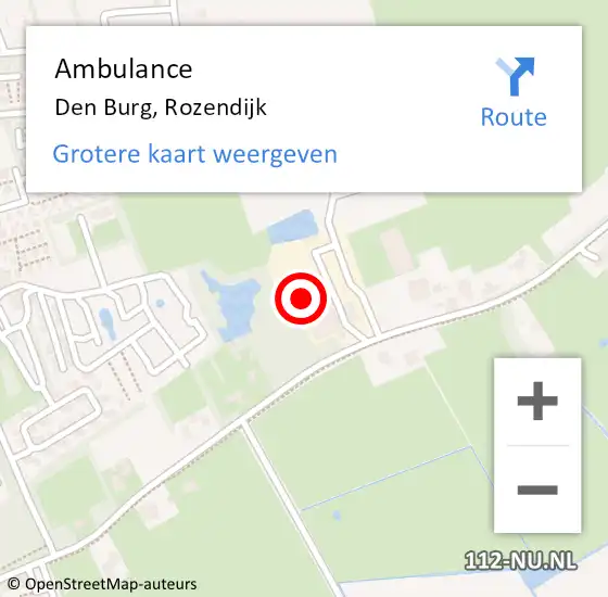 Locatie op kaart van de 112 melding: Ambulance Den Burg, Rozendijk op 6 september 2023 22:59