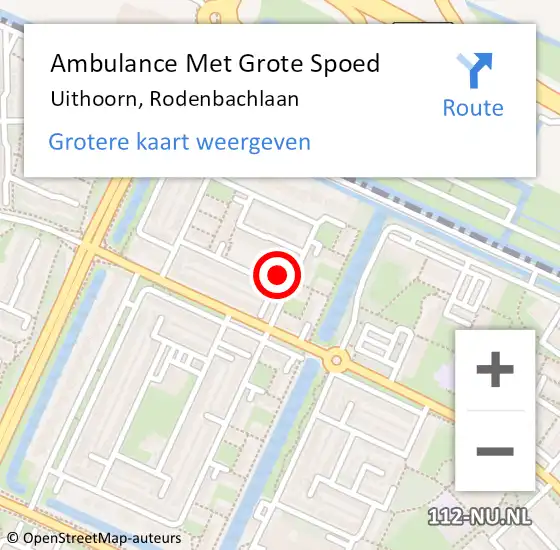 Locatie op kaart van de 112 melding: Ambulance Met Grote Spoed Naar Uithoorn, Rodenbachlaan op 7 september 2023 00:12