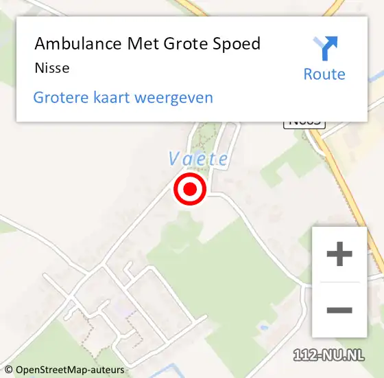 Locatie op kaart van de 112 melding: Ambulance Met Grote Spoed Naar Nisse op 7 september 2023 00:13