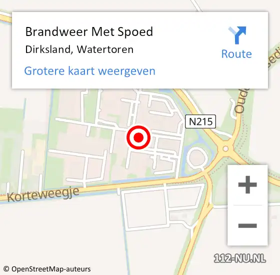 Locatie op kaart van de 112 melding: Brandweer Met Spoed Naar Dirksland, Watertoren op 7 september 2023 00:32