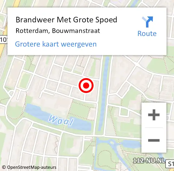 Locatie op kaart van de 112 melding: Brandweer Met Grote Spoed Naar Rotterdam, Bouwmanstraat op 7 september 2023 01:33
