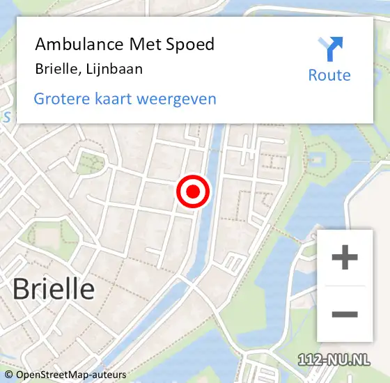 Locatie op kaart van de 112 melding: Ambulance Met Spoed Naar Brielle, Lijnbaan op 7 september 2023 01:41