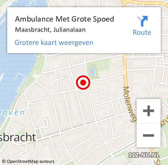 Locatie op kaart van de 112 melding: Ambulance Met Grote Spoed Naar Maasbracht, Julianalaan op 7 september 2023 02:29