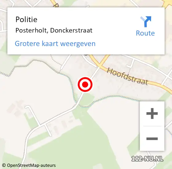 Locatie op kaart van de 112 melding: Politie Posterholt, Donckerstraat op 7 september 2023 06:31