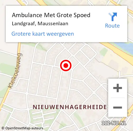 Locatie op kaart van de 112 melding: Ambulance Met Grote Spoed Naar Landgraaf, Maussenlaan op 7 september 2014 09:57