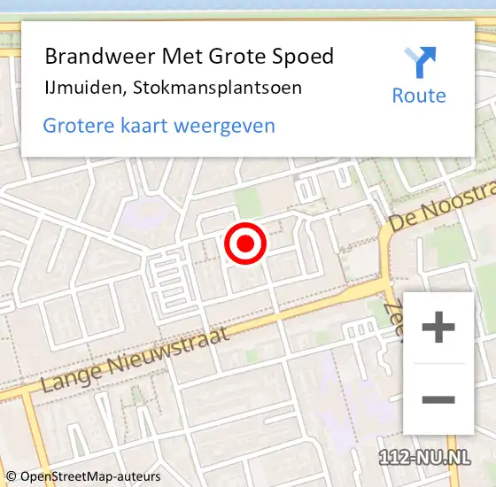 Locatie op kaart van de 112 melding: Brandweer Met Grote Spoed Naar IJmuiden, Stokmansplantsoen op 7 september 2014 10:00