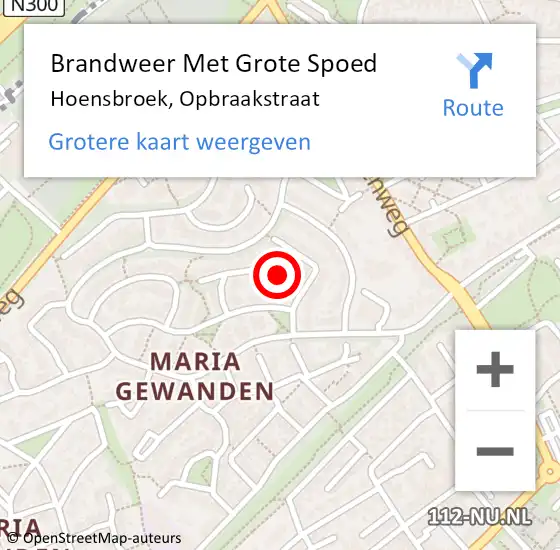 Locatie op kaart van de 112 melding: Brandweer Met Grote Spoed Naar Hoensbroek, Opbraakstraat op 7 september 2023 07:53