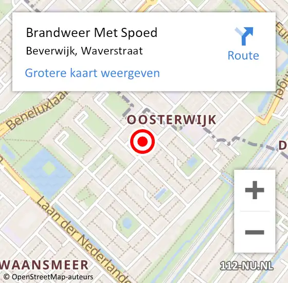 Locatie op kaart van de 112 melding: Brandweer Met Spoed Naar Beverwijk, Waverstraat op 7 september 2023 07:58