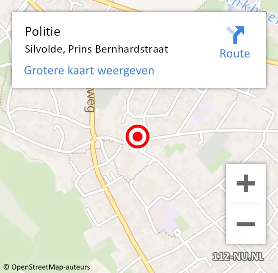 Locatie op kaart van de 112 melding: Politie Silvolde, Prins Bernhardstraat op 7 september 2023 08:00