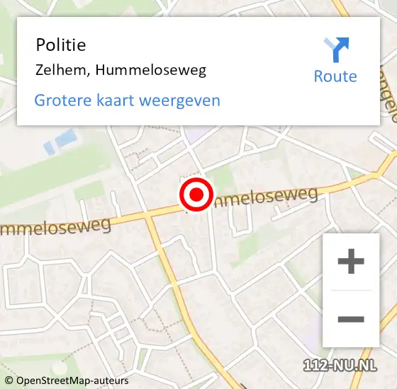 Locatie op kaart van de 112 melding: Politie Zelhem, Hummeloseweg op 7 september 2023 08:02