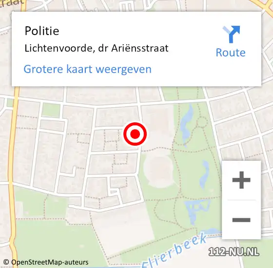 Locatie op kaart van de 112 melding: Politie Lichtenvoorde, dr Ariënsstraat op 7 september 2023 08:19