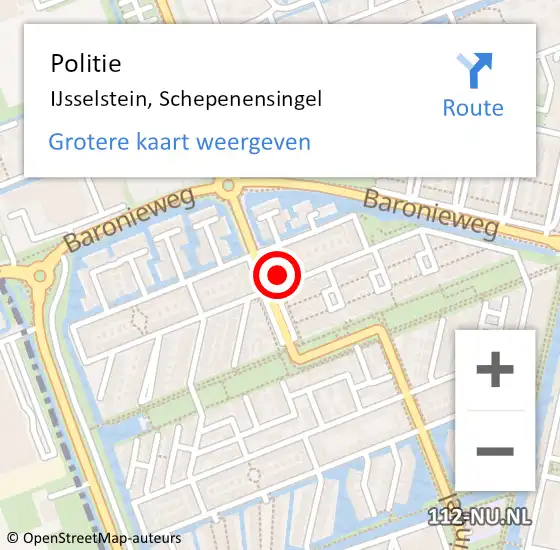 Locatie op kaart van de 112 melding: Politie IJsselstein, Schepenensingel op 7 september 2023 08:27