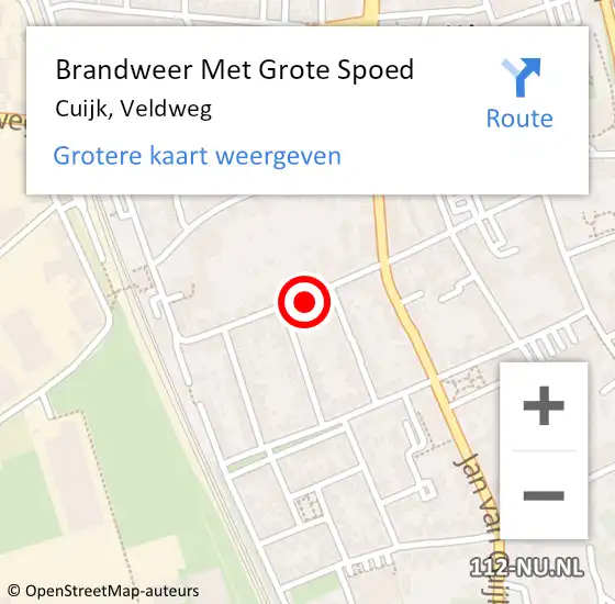 Locatie op kaart van de 112 melding: Brandweer Met Grote Spoed Naar Cuijk, Veldweg op 7 september 2023 08:58