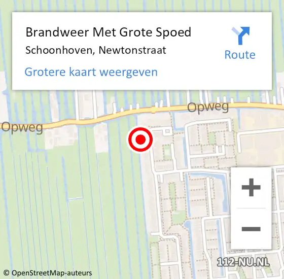 Locatie op kaart van de 112 melding: Brandweer Met Grote Spoed Naar Schoonhoven, Newtonstraat op 7 september 2023 08:59