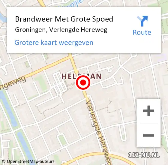 Locatie op kaart van de 112 melding: Brandweer Met Grote Spoed Naar Groningen, Verlengde Hereweg op 7 september 2023 09:10