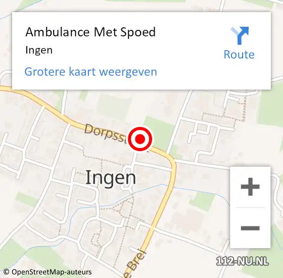 Locatie op kaart van de 112 melding: Ambulance Met Spoed Naar Ingen op 7 september 2023 09:20