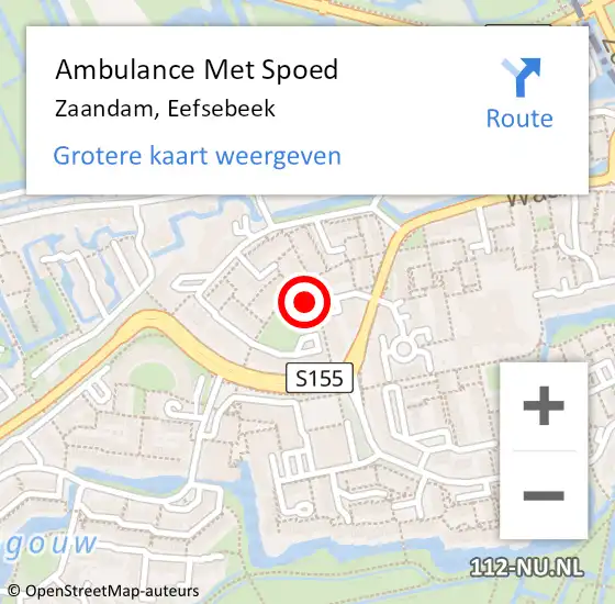 Locatie op kaart van de 112 melding: Ambulance Met Spoed Naar Zaandam, Eefsebeek op 7 september 2023 09:37