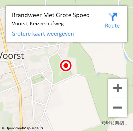 Locatie op kaart van de 112 melding: Brandweer Met Grote Spoed Naar Voorst, Keizershofweg op 7 september 2014 10:12