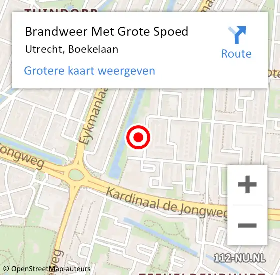 Locatie op kaart van de 112 melding: Brandweer Met Grote Spoed Naar Utrecht, Boekelaan op 7 september 2023 09:53