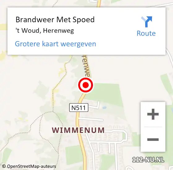 Locatie op kaart van de 112 melding: Brandweer Met Spoed Naar 't Woud, Herenweg op 7 september 2014 10:18