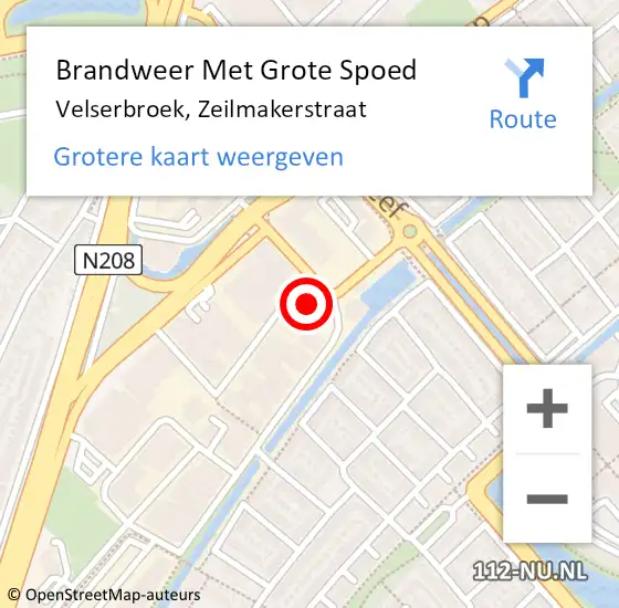 Locatie op kaart van de 112 melding: Brandweer Met Grote Spoed Naar Velserbroek, Zeilmakerstraat op 7 september 2023 10:14