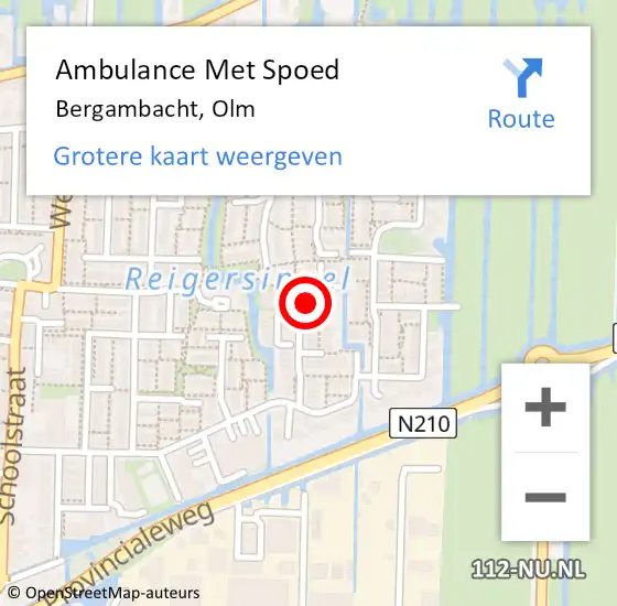 Locatie op kaart van de 112 melding: Ambulance Met Spoed Naar Bergambacht, Olm op 7 september 2023 10:18