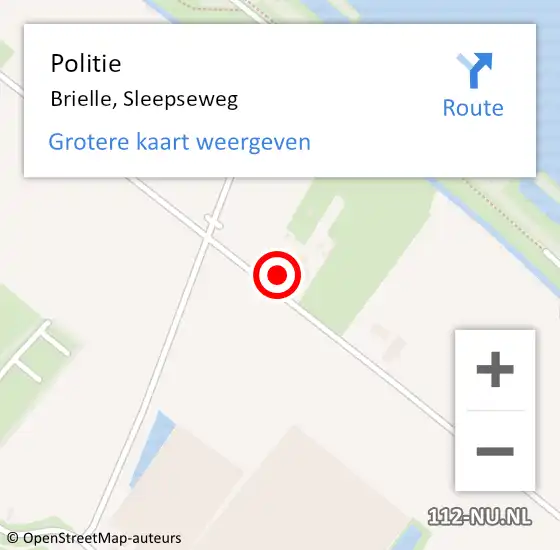 Locatie op kaart van de 112 melding: Politie Brielle, Sleepseweg op 7 september 2023 10:28